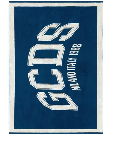 Gcds Logo-print Cotton Beach Towel In Blue