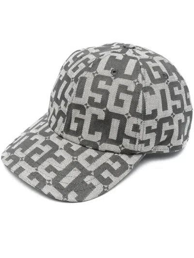 Gcds Logo-print Cotton Cap In Grey