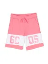 Gcds Logo-print Cotton Shorts In Pink