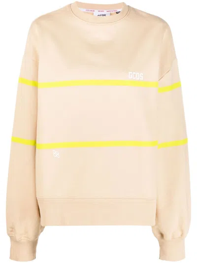 Gcds Logo-print Cotton Sweatshirt In Neutrals