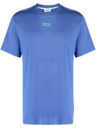 Gcds Logo-print Cotton T-shirt In Blau