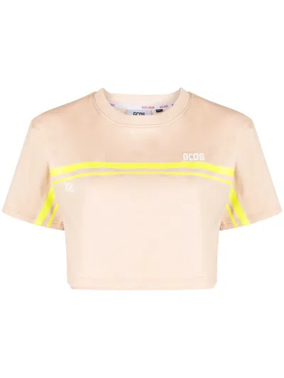 Gcds Logo-print Cotton T-shirt In Nude
