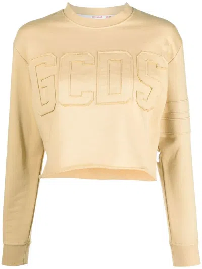 GCDS LOGO PRINT CROPPED SWEATSHIRT