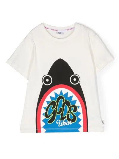 Gcds Kids' Logo-print Detail T-shirt In White
