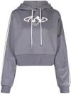 Gcds Logo-print Drawstring Hoodie In Grey