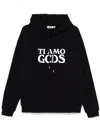 Gcds Cotton Hooded Sweatshirt Kangaroo Pocket In Black