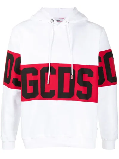 Gcds Logo Print Hoodie In White