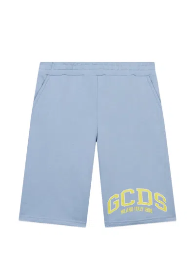 Gcds Kids' Logo-print Lounge Shorts In Blue