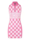 Gcds Half Zip Mini Dress With Checked Print