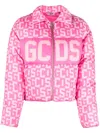 Gcds Pink Monogram Down Jacket In Pink