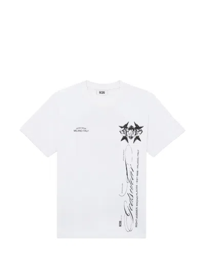 Gcds Logo-print Short-sleeve T-shirt In White