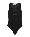 Gcds Logo-print Sleeveless Bodysuit In Black