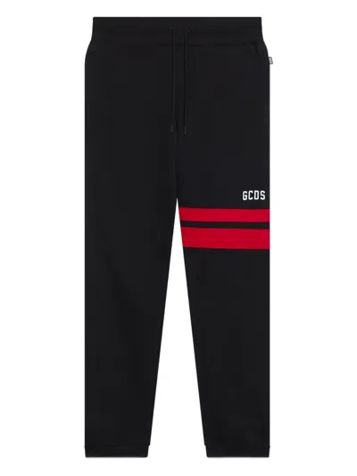 GCDS LOGO-PRINT STRIPE-DETAIL PANTS