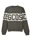 Gcds Logo-print Stripe Sweatshirt In Gray