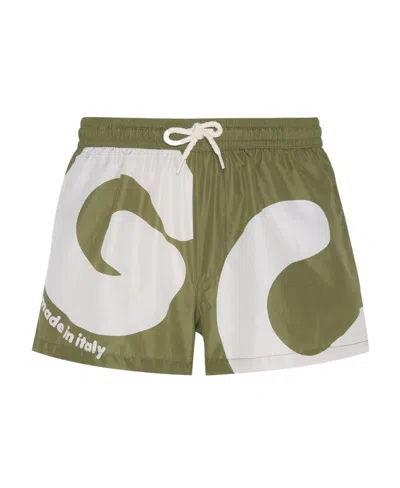 Gcds Logo-print Swim Shorts In White