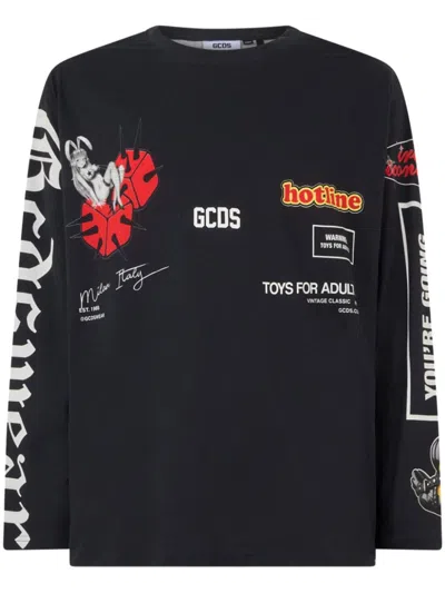 Gcds Logo-print T-shirt In Black