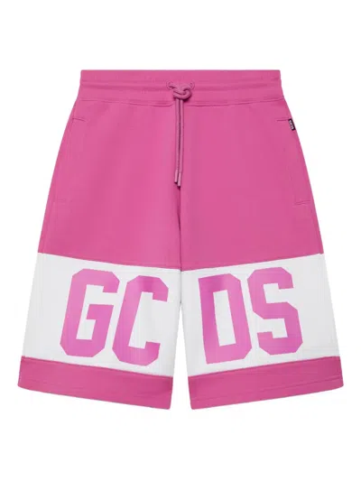 GCDS LOGO-PRINT TRACK SHORTS