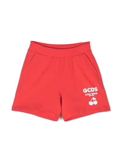 Gcds Kids' Logo-print Track Shorts In Red