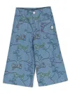 Gcds Logo-print Wide-leg Jeans In Blue