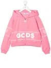 Gcds Logo-print Zip-up Hoodie In Pink