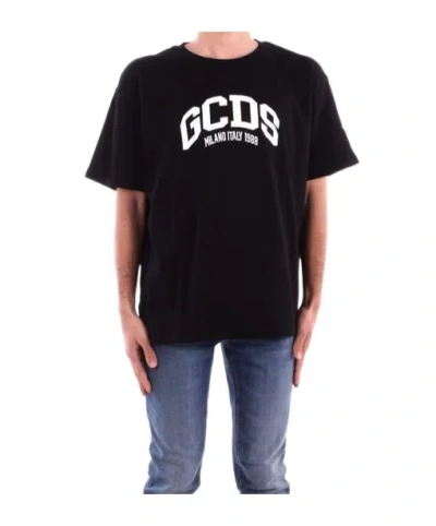 Gcds Logo Printed Crewneck T-shirt In Black