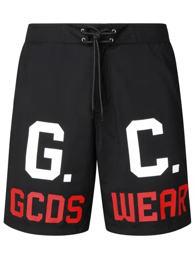 Gcds Logo-printed Swim Shorts In Black