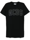 Gcds Logo-rhinestone Mini Dress In Black