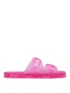 Gcds Pink Transparent Open-toe Slides With Logo Print In Rubber Woman In Multicolour