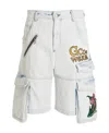 Gcds Light Blue Embroidered Ultracargo Shorts In White