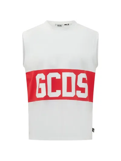 Gcds Logo Sleeveless T-shirt In White