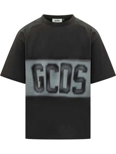Gcds Logo Spray Loose Tee In Black