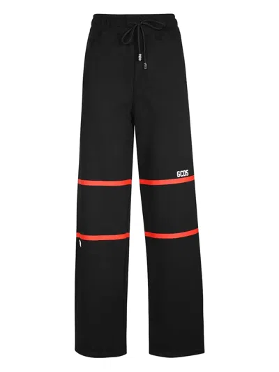 GCDS LOGO-STRIPE DRAWSTRING TROUSERS