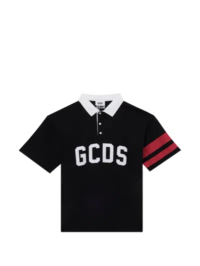 Gcds Gestreiftes Poloshirt Mit Logo In Black