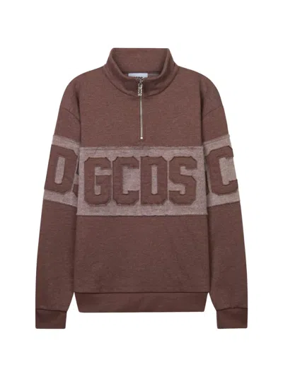 Gcds Logo-appliqué Half-zip Sweatshirt In Pink