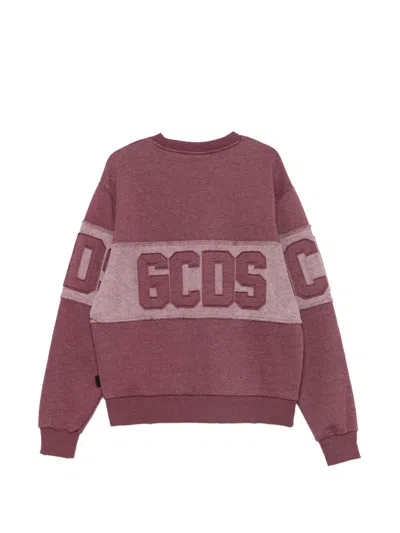 Gcds Logo-appliqué Raw-edge Sweater In Pink