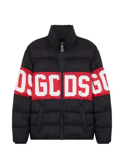 Gcds Logo-band Quilted Down Jacket In Black