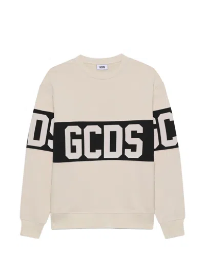 Gcds Logo-band Sweatshirt In White