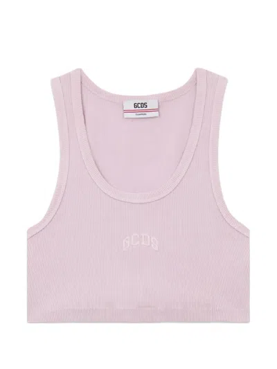 Gcds Logo-detail Crop Top In Pink