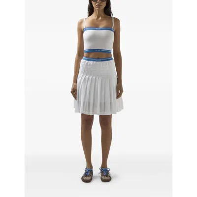 Gcds Logo-detail Pleated Mini Skirt In White
