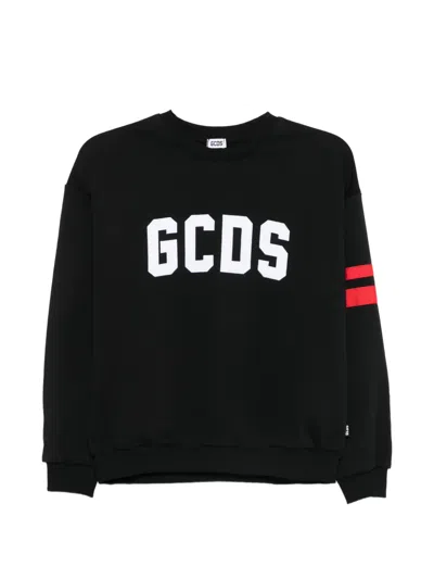 Gcds Kids' Logo-detail Striped-detail Sweatshirt In Black