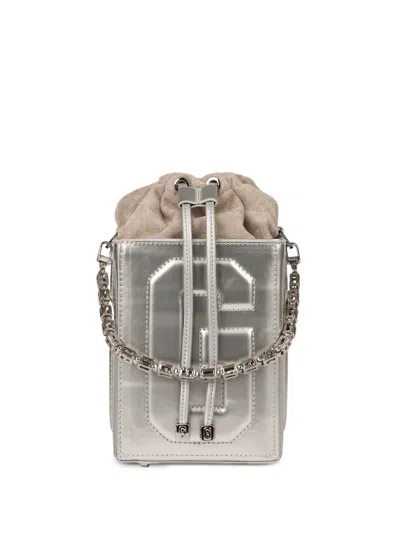 Gcds Logo-embossed Shoulder Bag In Silver
