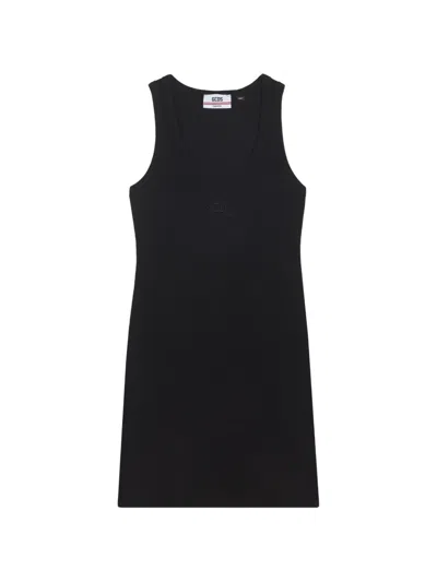 Gcds Logo-embroidered Mini Dress In Black