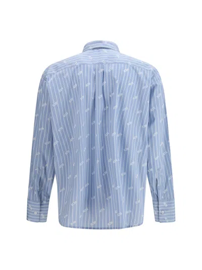 Gcds Logo-embroidered Pinstripe Shirt In Blue