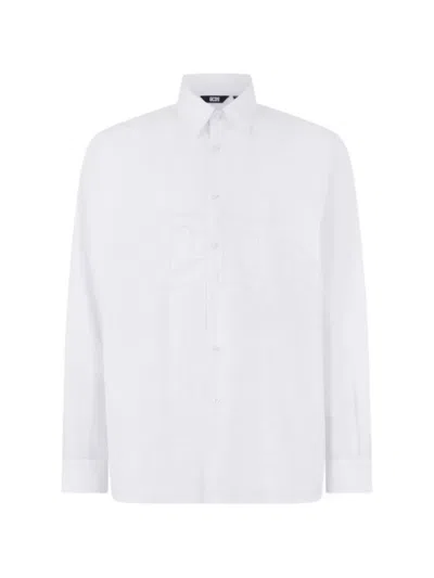 Gcds Logo-embroidered Poplin Shirt In White