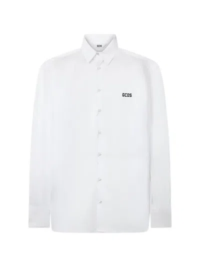 Gcds Logo-embroidered Shirt In White