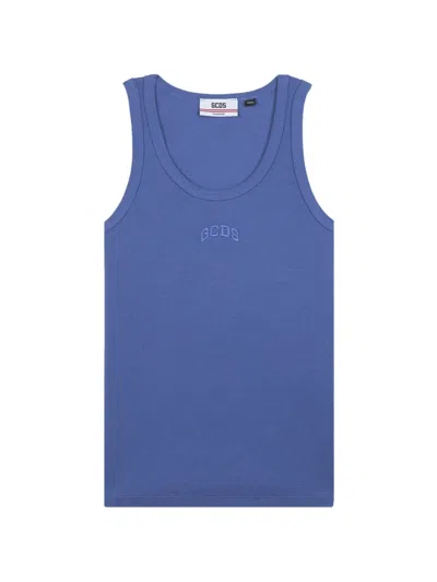 Gcds Rib Logo Lounge Tank Top In Blue