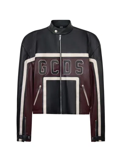 Gcds Logo-patch Panelled Biker Jacket In Multi