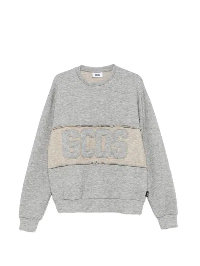 Gcds Logo-patch Raw-edge Sweater In Gray