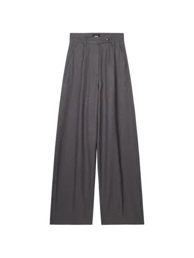 Gcds Logo-patch Wide-leg Trousers In Gray