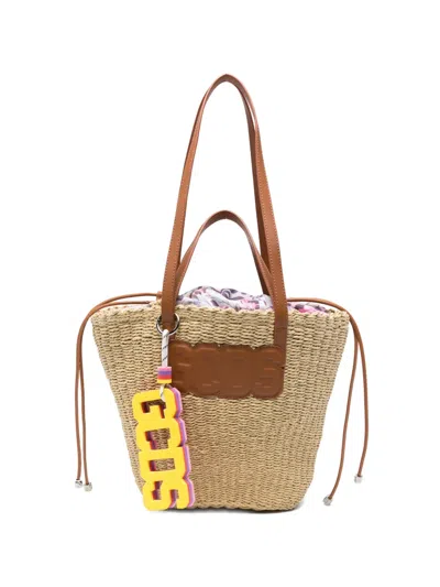 Gcds Logo-plaquetote Bag In Neutral